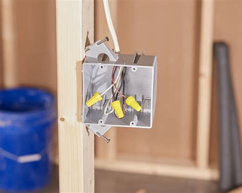 attaching metal junction box to stud|4 square metal box to stud example.